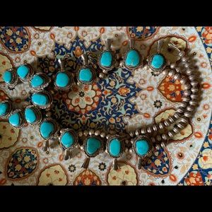 Navajo turquoise squash blossom necklace.